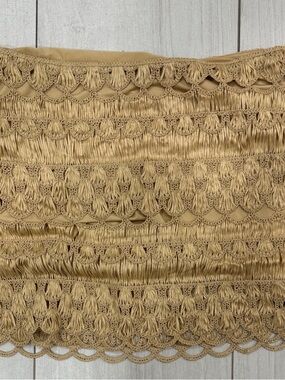 H&M Tan Mini Skirt with Tassel Lace Trim